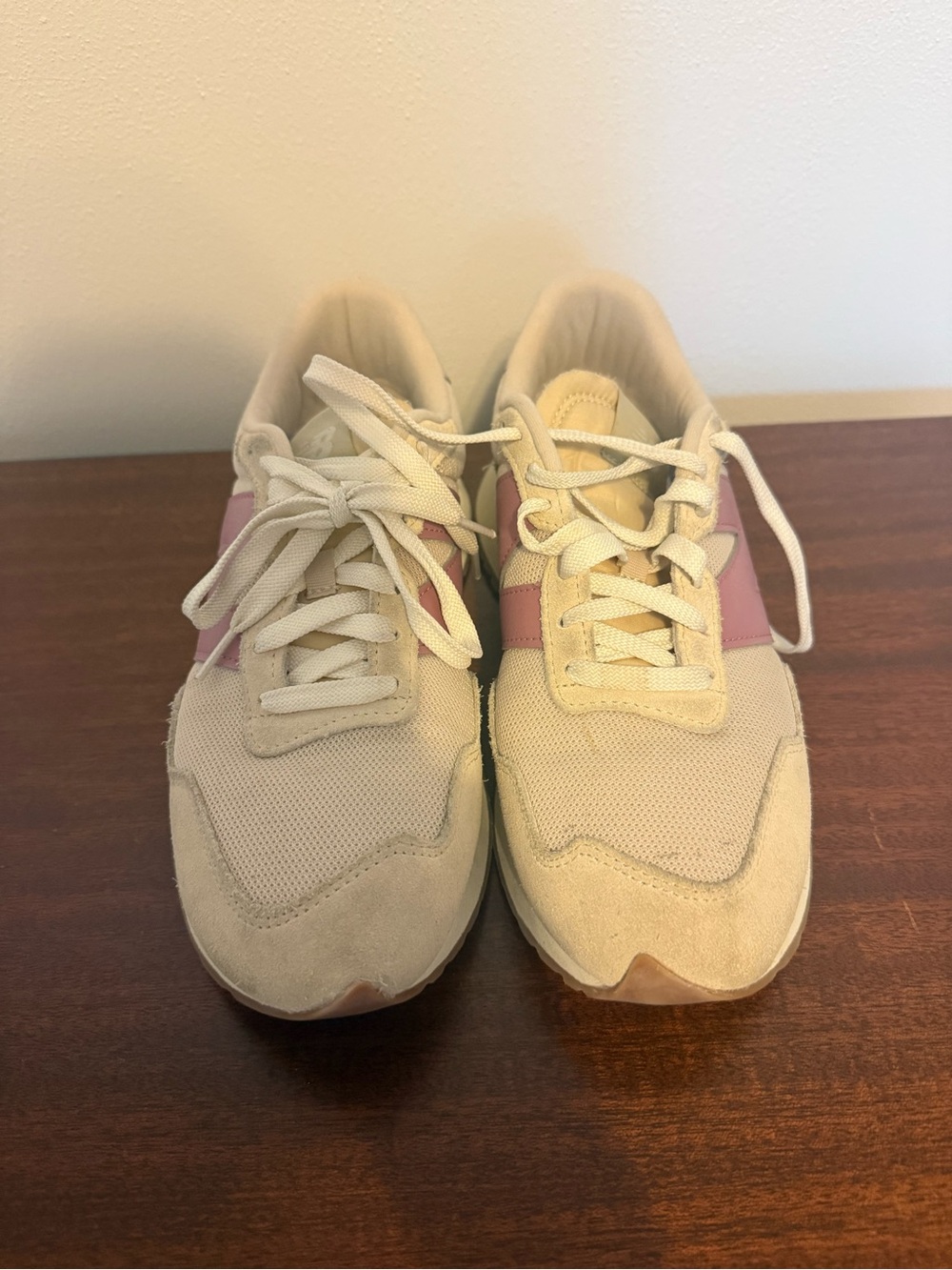 New Balance White Sneakers with Blue Insole Accent